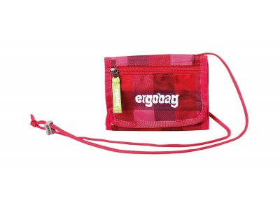 Peňaženka na krk Ergobag - purpurová károvaná